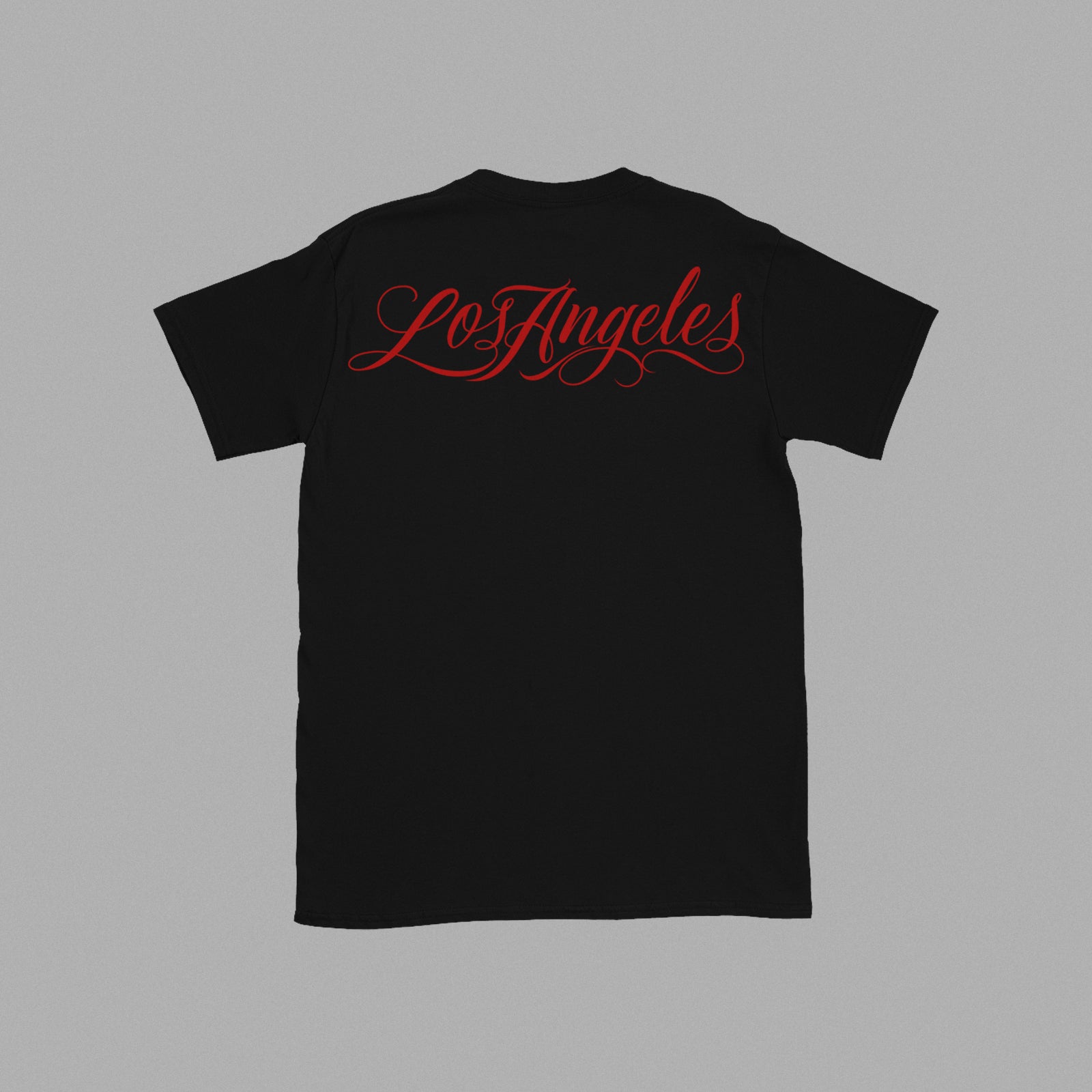 Premium Vector  A black shirt with the words los angeles in red